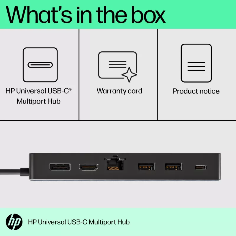 Hub multiporta HP Universal USB-C USB 3.2 Gen 1 Type-C preto