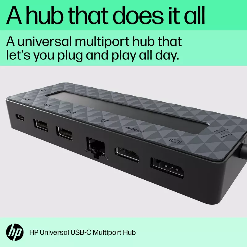 Hub multiporta HP Universal USB-C USB 3.2 Gen 1 Type-C preto