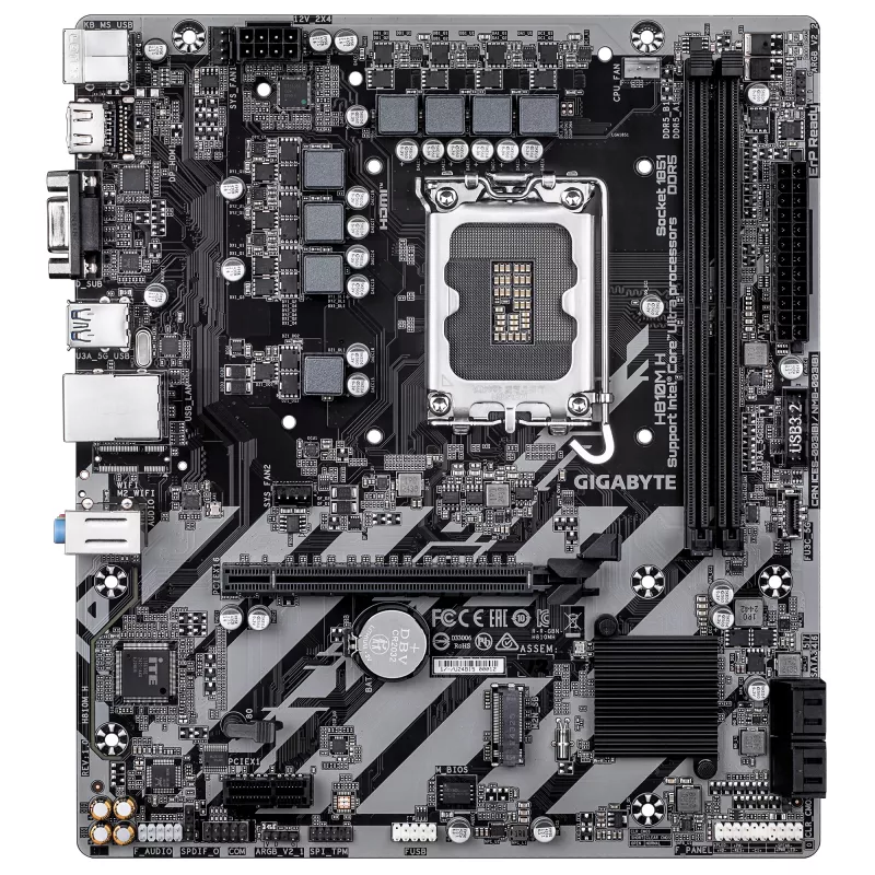 Motherboard GIGABYTE H810M H Micro ATX, Chipset Intel H810, LGA 1851, DDR5, 2x DIMM até 128 GB, PCIe 4.0, HDMI 2.1