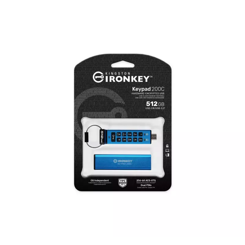 PEN USB 512GB Kingston IronKey Keypad 200C AES-256 USB-C retail