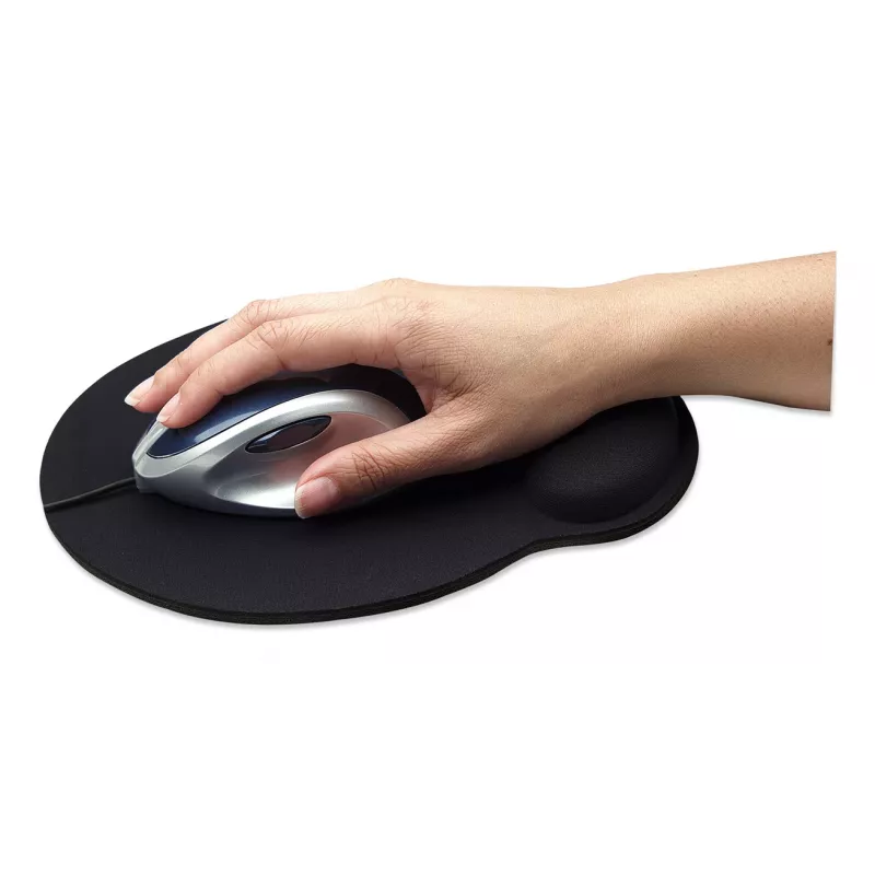 Almofada de gel de apoio de pulso e tapete de rato Manhattan, preto, 241 × 203 × 40 mm, base antiderrapante, garantia vitalícia, embalagem de retalho