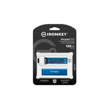 Kingston Technology IronKey 128GB Keypad 200, FIPS 140-3 Nível 3, AES-256 com encriptação de hardware