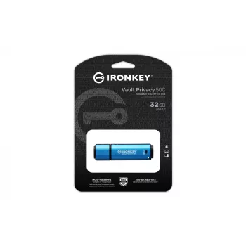 Kingston Technology IronKey 32GB USB-C Vault Privacy 50C AES-256 encriptado, FIPS 197