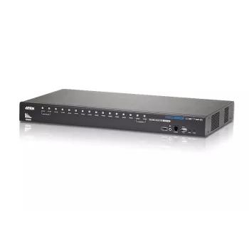 Comutador KVM ATEN 16 portas USB - HDMI com porta USB para periféricos, 1920 x 1200 píxeis, WUXGA, 8,66 W, preto