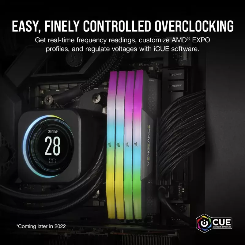 Corsair Vengeance RGB, DDR5-5200, CL40, AMD EXPO - 32 GB Dual-Kit, cinzento