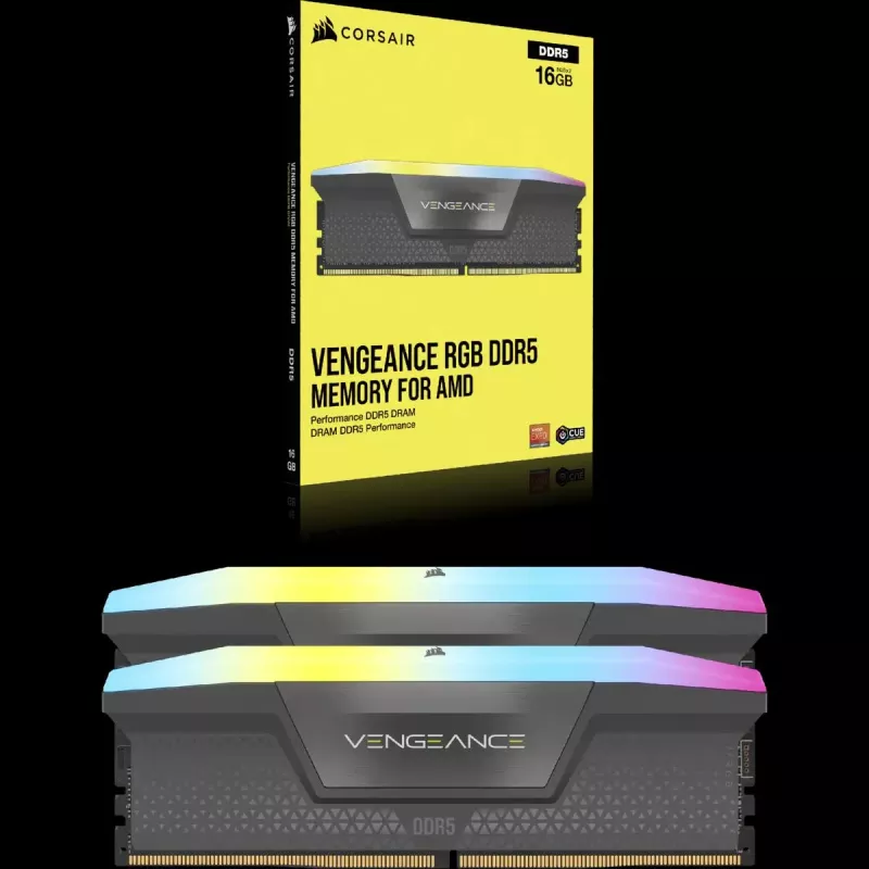 Corsair Vengeance RGB, DDR5-5200, CL40, AMD EXPO - 32 GB Dual-Kit, cinzento
