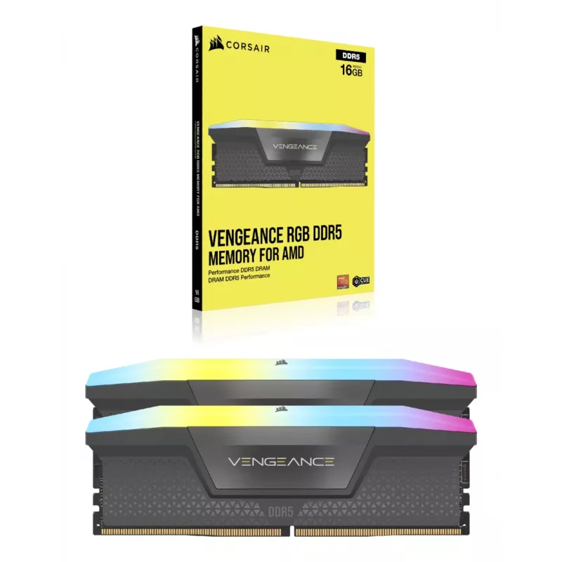 Memória CORSAIR 64GB (2x32GB) DDR5 DRAM 5200MT/s CL40 AMD EXPO & Intel XMP kit de memória Vengeance RGB