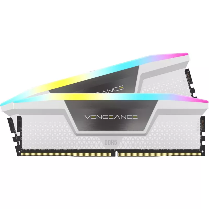 Memória CORSAIR 64 GB DDR5 (2x32 GB) DRAM 5200 MT/s CL40 kit de memória Vengeance RGB branco