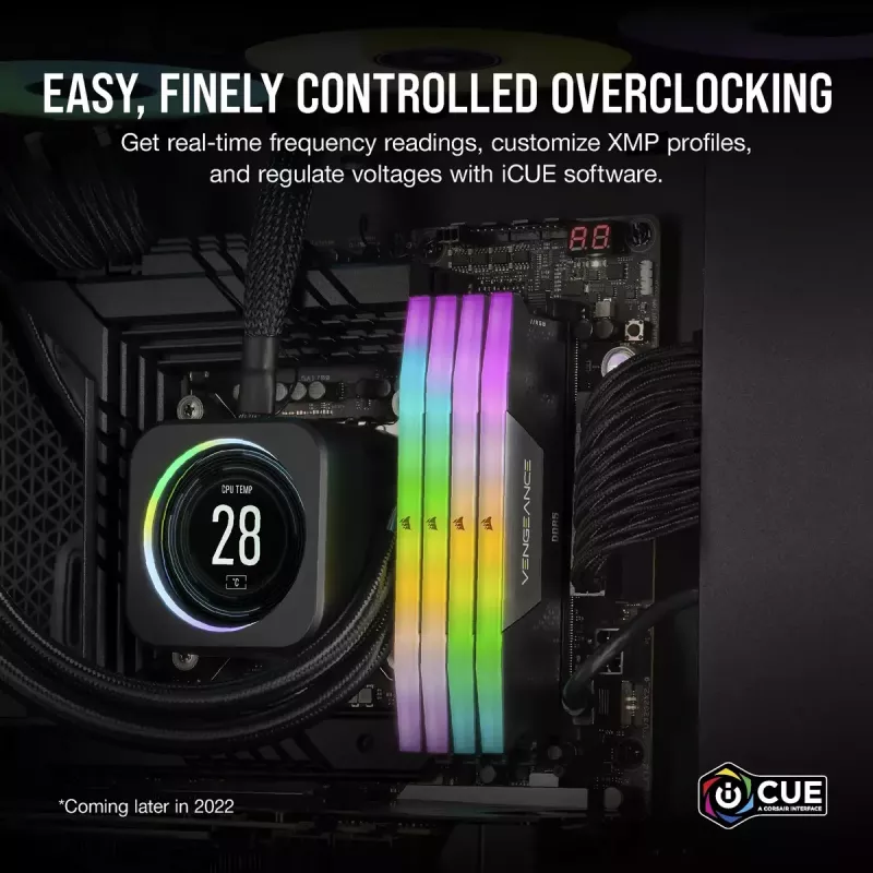 DIMM 128 GB DDR5-5600 (4x 32 GB) Quad-Kit, memória preta, CMH128GX5M4B5600C40, Vengeance RGB, INTEL XMP