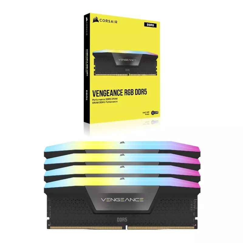 Memória CORSAIR 192GB DDR5 RGB (4x48GB) DRAM 5200MT/s CL38 kit de memória Vengeance – preto