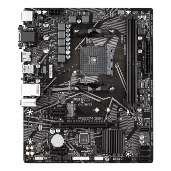 Placa-mãe GIGABYTE A520M S2H - Compatível com CPUs AMD Ryzen 5000 Série AM4, VRM Pure Digital 4+3 fases, até 5100MHz DDR4 (OC), PCIe 3.0 x4 M.2, GbE LAN, USB 3.2 Gen 1