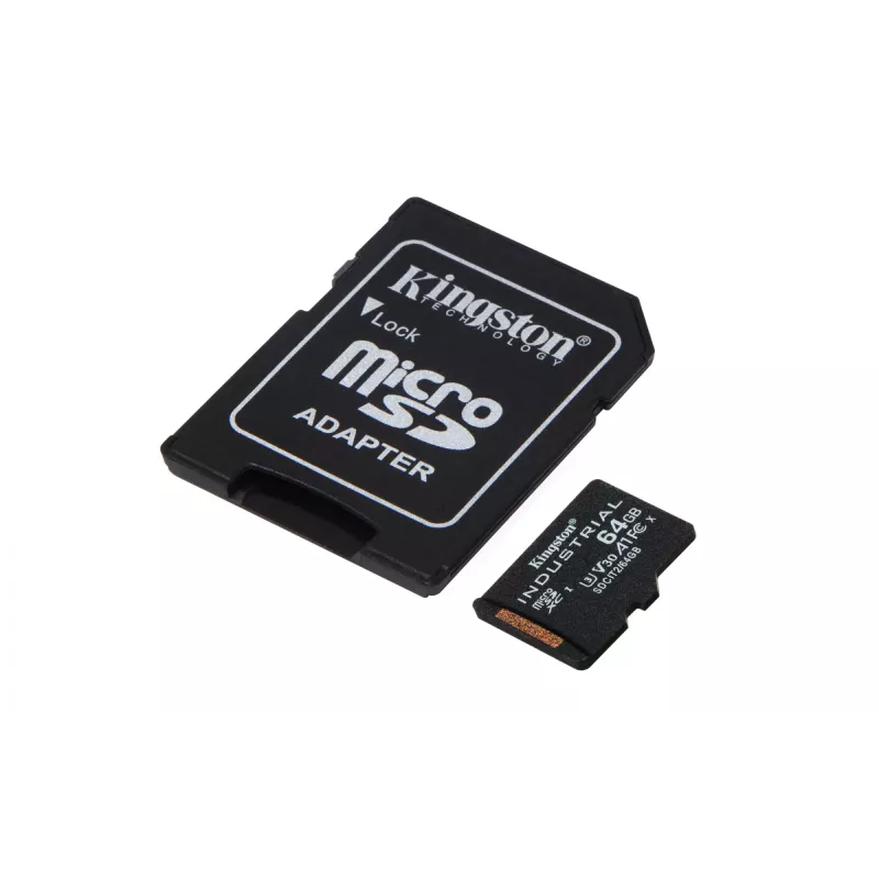 Cartão microSDXC Kingston Technology 64 GB Industrial C10 A1 pSLC + adaptador SD
