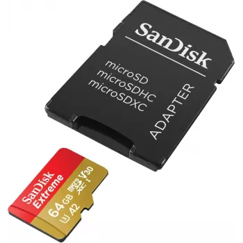 WESTERN DIGITAL Extreme microSDXC 64GB adaptador SD action-cams e drones 170MB/s 80MB/s A2 C10 V30 UHS-I U3