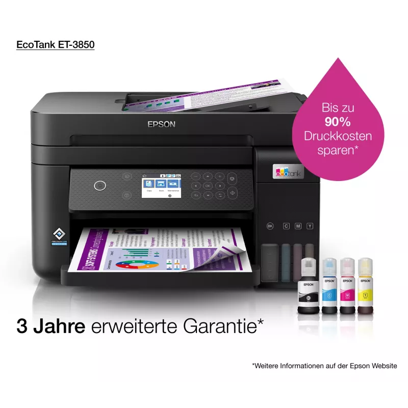 Epson EcoTank ET-3850 Jato de tinta A4 4800 x 1200 DPI 33 ppm Wi-Fi