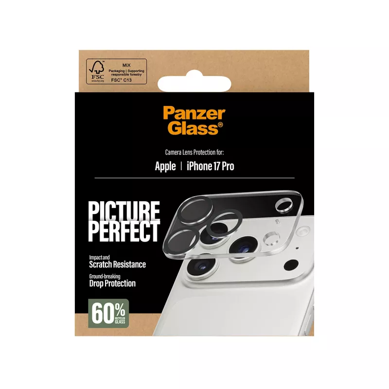 Proteção de lente de câmara PanzerGlass iPhone 17 Pro resistente a riscos e choques