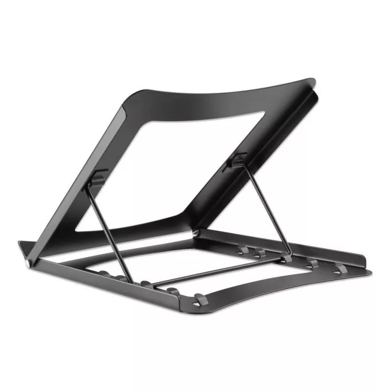 Suporte para portátil e tablet Manhattan, ajustável (5 posições), adequado para todos os tablets e portáteis até 15,6 polegadas, portátil e leve, aço, preto, garantia vitalícia