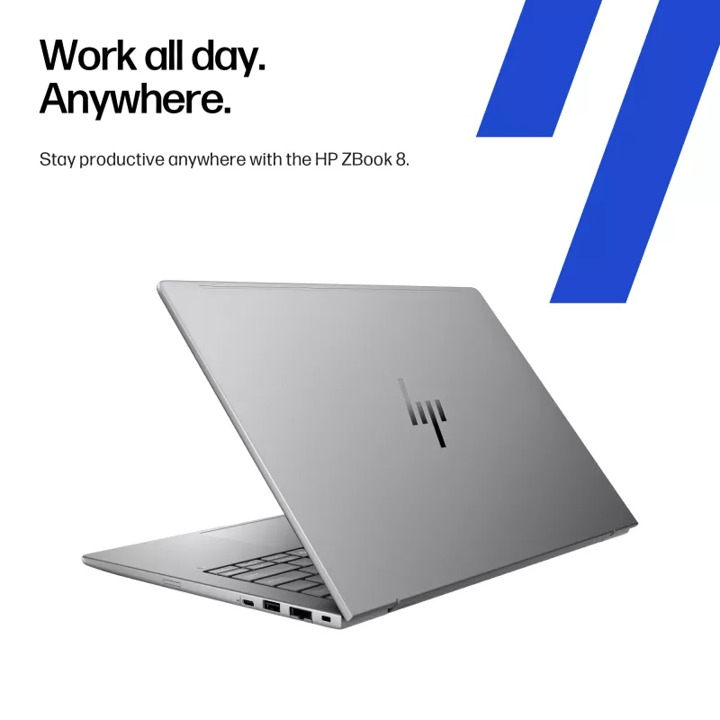 HP ZBook 8 G1ak A3ZT3ET estação de trabalho móvel AI PC, AMD Ryzen AI 7 PRO 350, 35,6 cm (14 polegadas) WUXGA IPS 1920 x 1200, 32 GB de RAM, SSD NVMe de 1 TB, AMD Radeon 860M, Wi-Fi 7, Bluetooth, Windows 11 Pro, teclado alemão, Meteor Silver