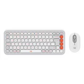 Conjunto de teclado e rato Logitech POP Icon universal Bluetooth QWERTY US International laranja branco