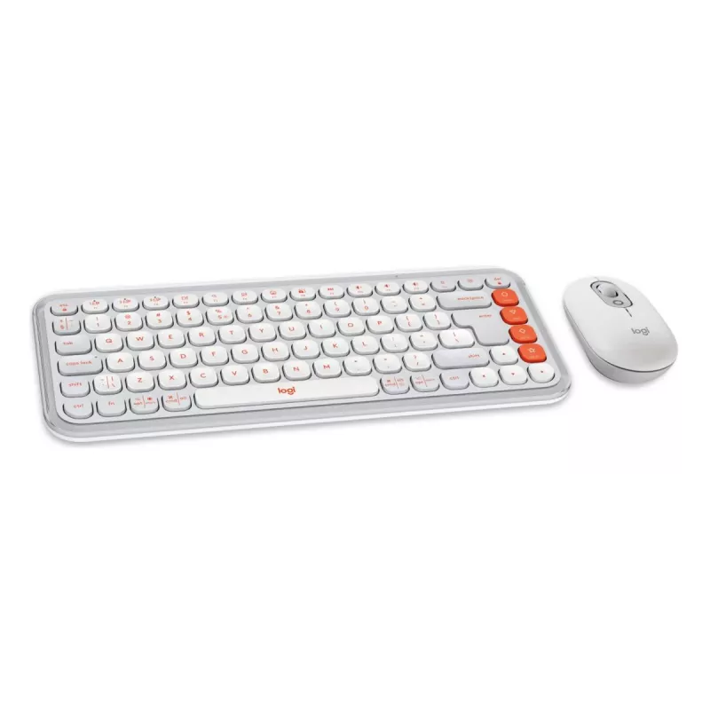 Conjunto de teclado e rato Logitech POP Icon universal Bluetooth QWERTY US International laranja branco