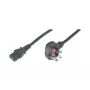 Cabo de alimentação DIGITUS ficha UK 90° angular - C13 M/F 2m H05VV-F3G 1.00 qmm fusível 5A preto