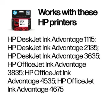 Tinteiro original HP 652 Preto Ink Advantage