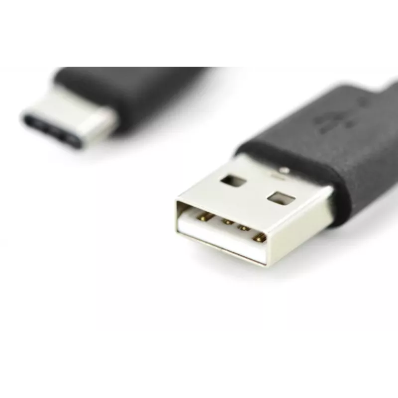 Cabo de ligação USB Type-C DIGITUS ASSMANN, Type-C para A macho/macho, 1m 3A, 480MB, Versão 2.0, preto