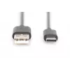 Cabo de ligação USB Type-C DIGITUS ASSMANN, Type-C para A macho/macho, 1m 3A, 480MB, Versão 2.0, preto