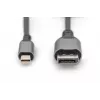 Cabo DIGITUS mini DP para DP 8K 60 Hz. DP 1.4 caixa em alumínio preto 2 m