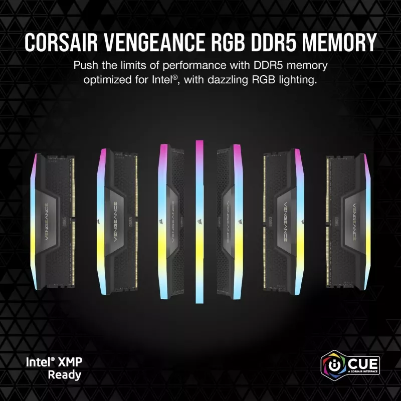 Corsair Vengeance RGB kit de memória RAM 32 GB (2x16 GB) DDR5-6000 CL38, preto