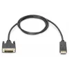 Cabo adaptador DisplayPort DIGITUS, DP - DVI (24+1) M/M, 2 m com bloqueio, compatível com DP 1.2, CE preto