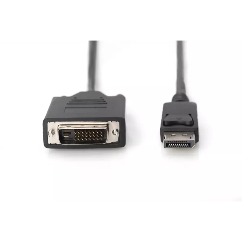 Cabo adaptador DisplayPort DIGITUS, DP - DVI (24+1) M/M, 2 m com bloqueio, compatível com DP 1.2, CE preto