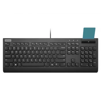 Teclado com fio Full-Size com leitor de cartões Lenovo Smartcard Wired II — layout alemão, USB, 106 teclas, preto