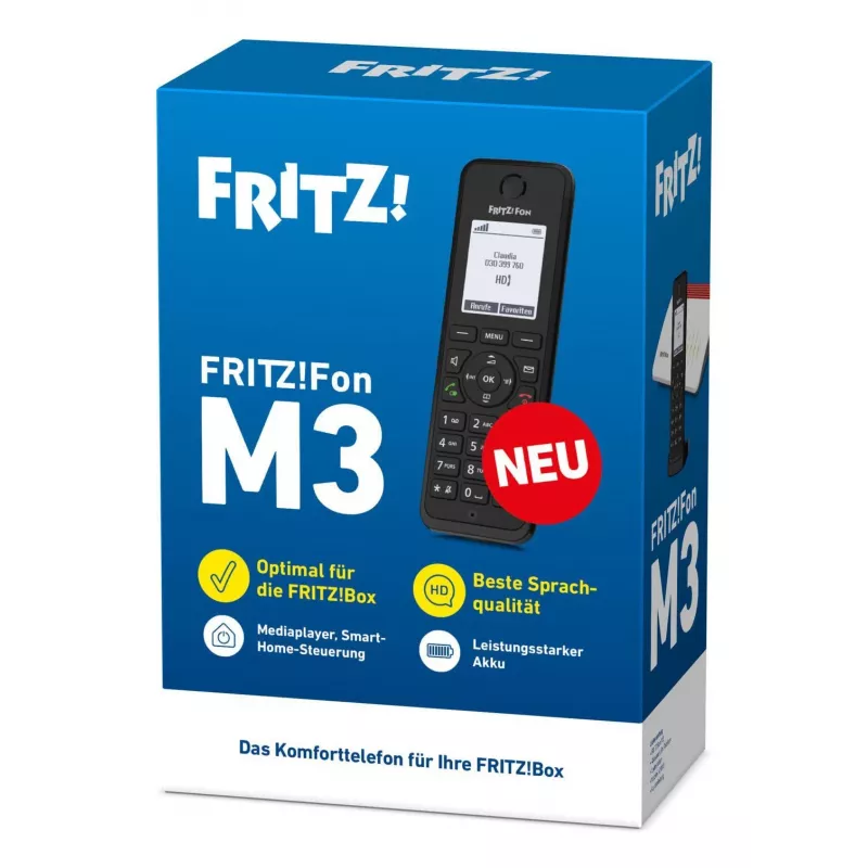 Telefone DECT FRITZ Fon M3 telefone sem fios identificação de chamadas preto