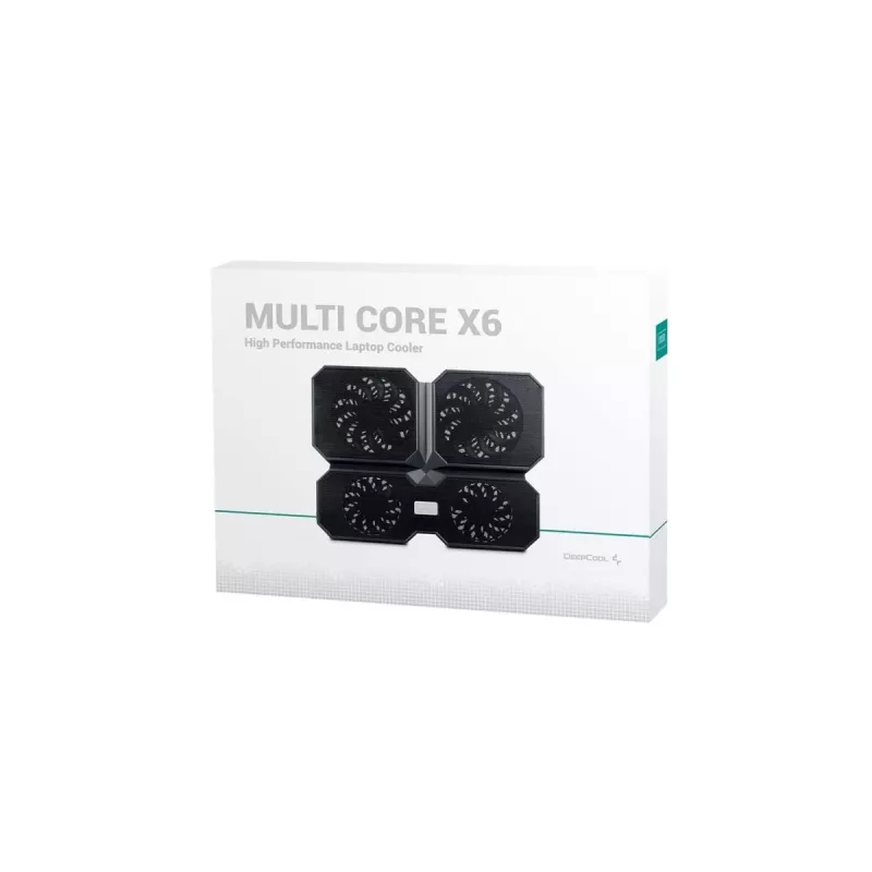 Base de arrefecimento DeepCool MULTI CORE X6 — 4 ventoinhas, para portáteis de 15,6 polegadas, alimentação USB, 380×295×24 mm, 2 portas USB