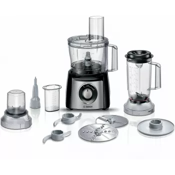Robot de cozinha Bosch MCM3501M — 800 W, taça de 2,3 l, preto, 2 velocidades, função pulsar, liquidificadora e mini picadora