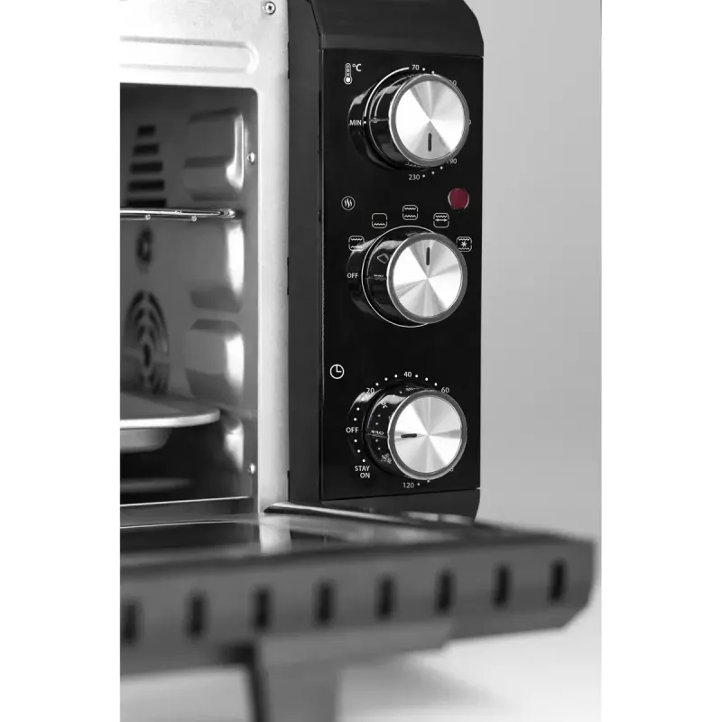 Caso TO 20 Design-Oven mini forno elétrico, 20 l, 1500 W, convecção, espeto rotativo, temporizador, até 230 °C, caixa Cool-Touch, preto