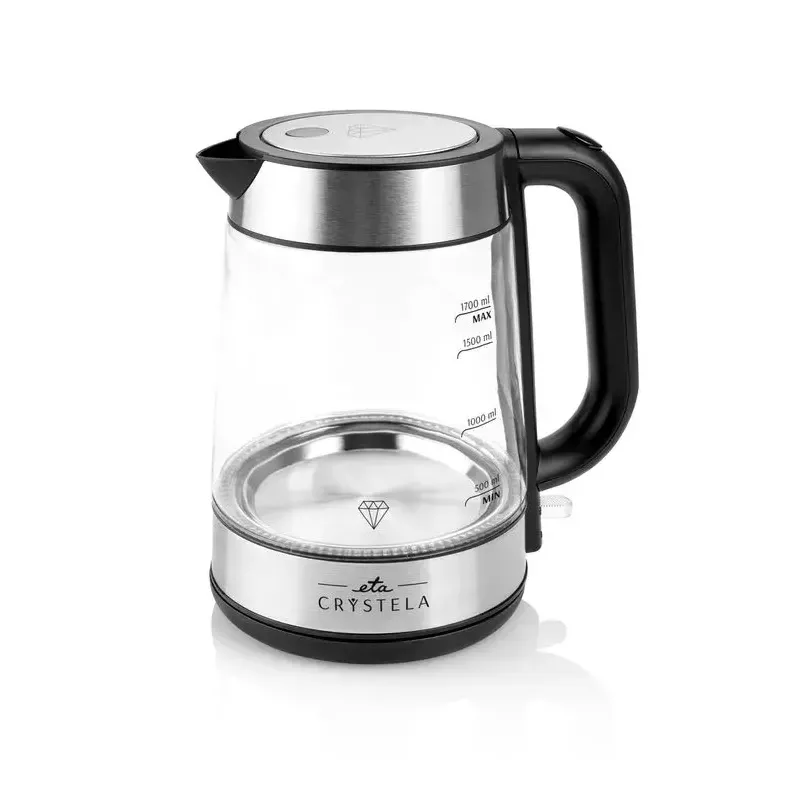Chaleira elétrica Eta 1,7 L 2200 W preto aço inoxidável transparente