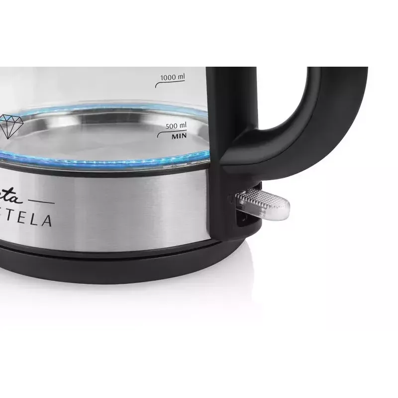 Chaleira elétrica Eta 1,7 L 2200 W preto aço inoxidável transparente