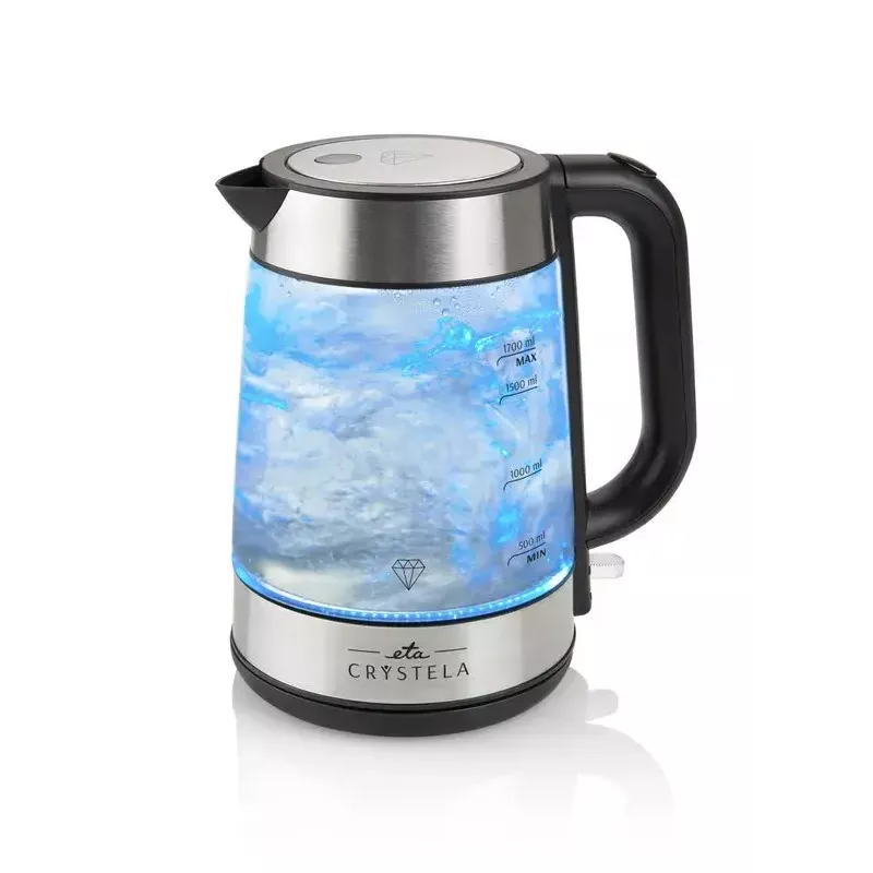 Chaleira elétrica Eta 1,7 L 2200 W preto aço inoxidável transparente
