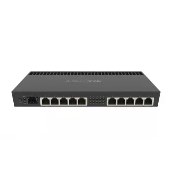 Router com fios MikroTik RB4011IGS+RM — 10x Gigabit RJ-45, 1x SFP+, 1,4 GHz 4 núcleos, 1 GB RAM, rack 1U, saída PoE
