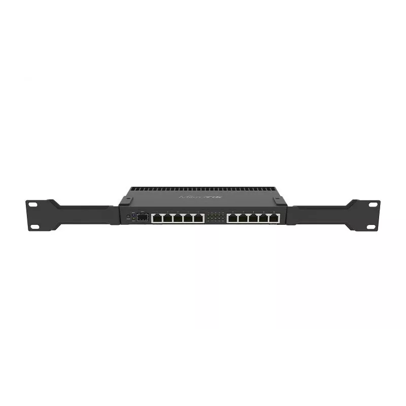 Router com fios MikroTik RB4011IGS+RM — 10x Gigabit RJ-45, 1x SFP+, 1,4 GHz 4 núcleos, 1 GB RAM, rack 1U, saída PoE