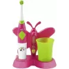 ETA Sonetic ETA129490070 escova de dentes infantil a pilhas com copo e suporte, 2 cabeças, 2x AAA, temporizador de 2 minutos, rosa