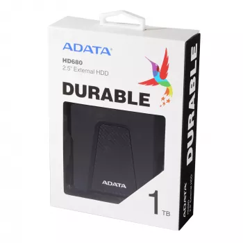 Disco externo ADATA 1TB USB 3.2 Gen 1 HD680 — 1 TB, USB 3.2 Gen 1, preto, HDD portátil