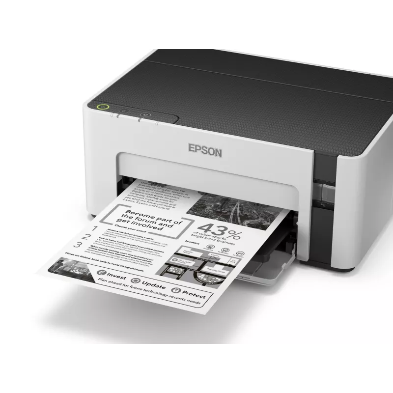 Impressora de jato de tinta Epson EcoTank ET‑M1100 — monocromática, A4, 32 ppm, 1440×720 dpi, depósito de tinta integrado, USB 2.0, cinzento/preto