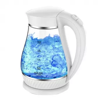 Chaleira elétrica Adler 1,7 L 2200 W – Corpo em vidro, indicador de nível de água, base de 360°, desligamento automático