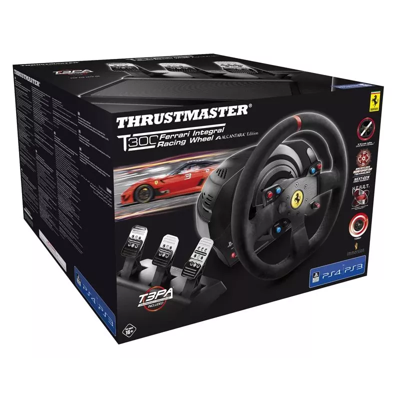 Volante Thrustmaster T300 Ferrari Integral Racing Wheel Alcantara Edition preto + pedais analógico / digital PC, PlayStation 4, PlayStation 3