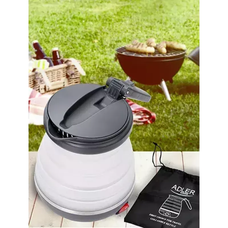 Chaleira elétrica Adler AD 1279 — 0,6 L, 750 W, caixa de plástico, controlo por botões, luz indicadora