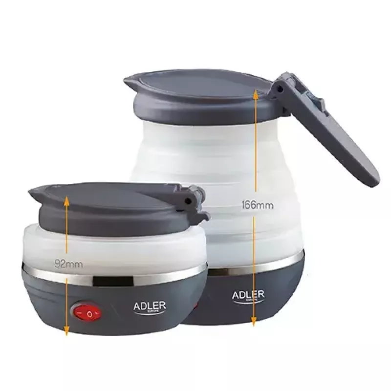 Chaleira elétrica Adler AD 1279 — 0,6 L, 750 W, caixa de plástico, controlo por botões, luz indicadora