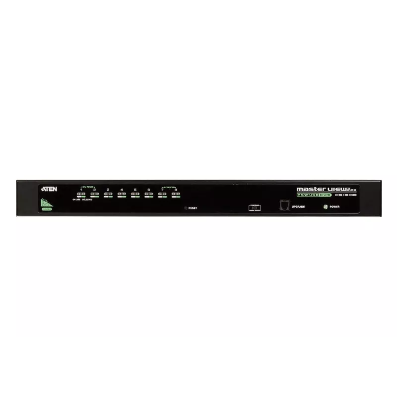 Comutador KVM ATEN 8 portas USB - PS/2 VGA, 2048 x 1536 píxeis, QXGA, montagem em rack, 5 W, 1U, preto