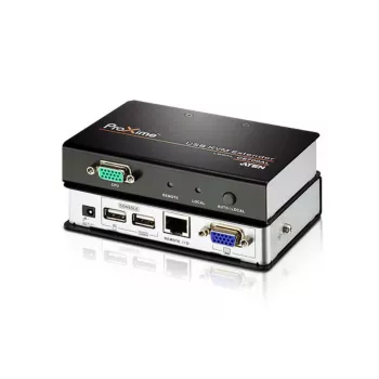 Extensor KVM ATEN USB VGA (150m), transmissor e recetor, com fios, 150 m, Cat5e, 1920 x 1200, 1600 x 1200, 1280 x 1024, preto, cinzento